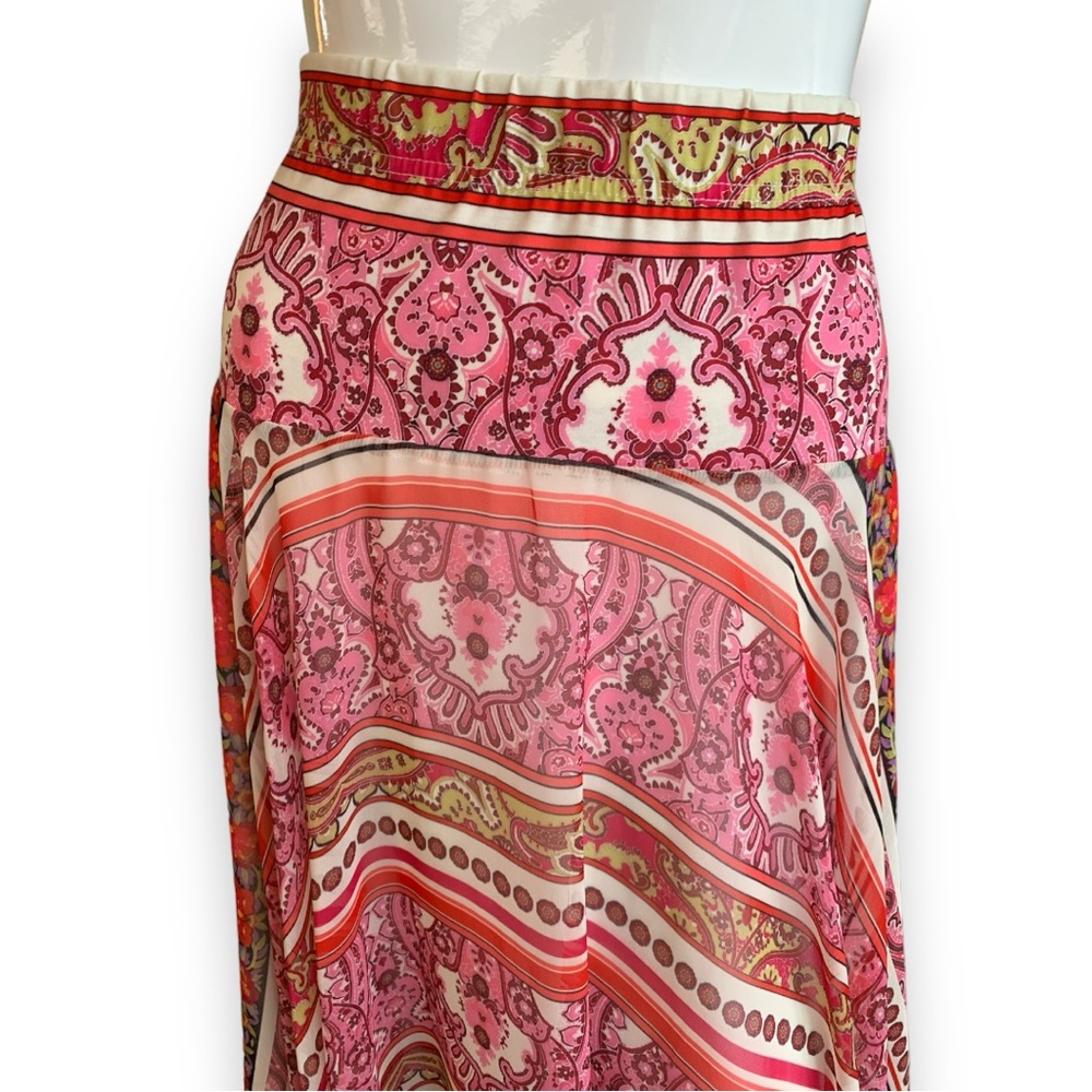 V CRISTINA CHIFFON MIDI SKIRT WITH ASYMMETRIC HEM. WOMEN’S SIZE MEDIUM - Picture 5 of 8